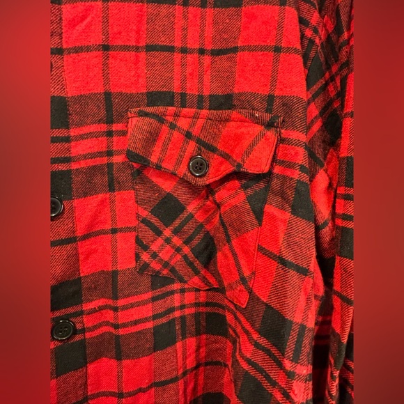 Red And Black Flannel Button Down Shirt - Picture 6 of 10